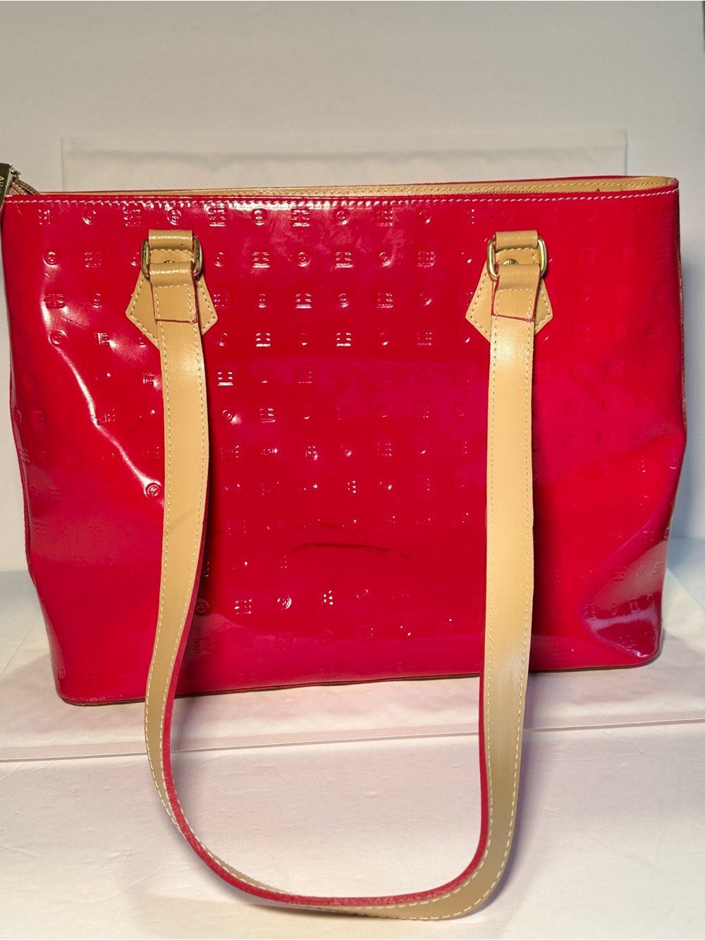 Arcadia Red Patent Leather Tote Bag